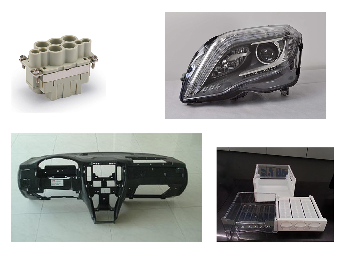 065-PC应用范围（连接器、冰箱抽屉、仪表板、车灯）